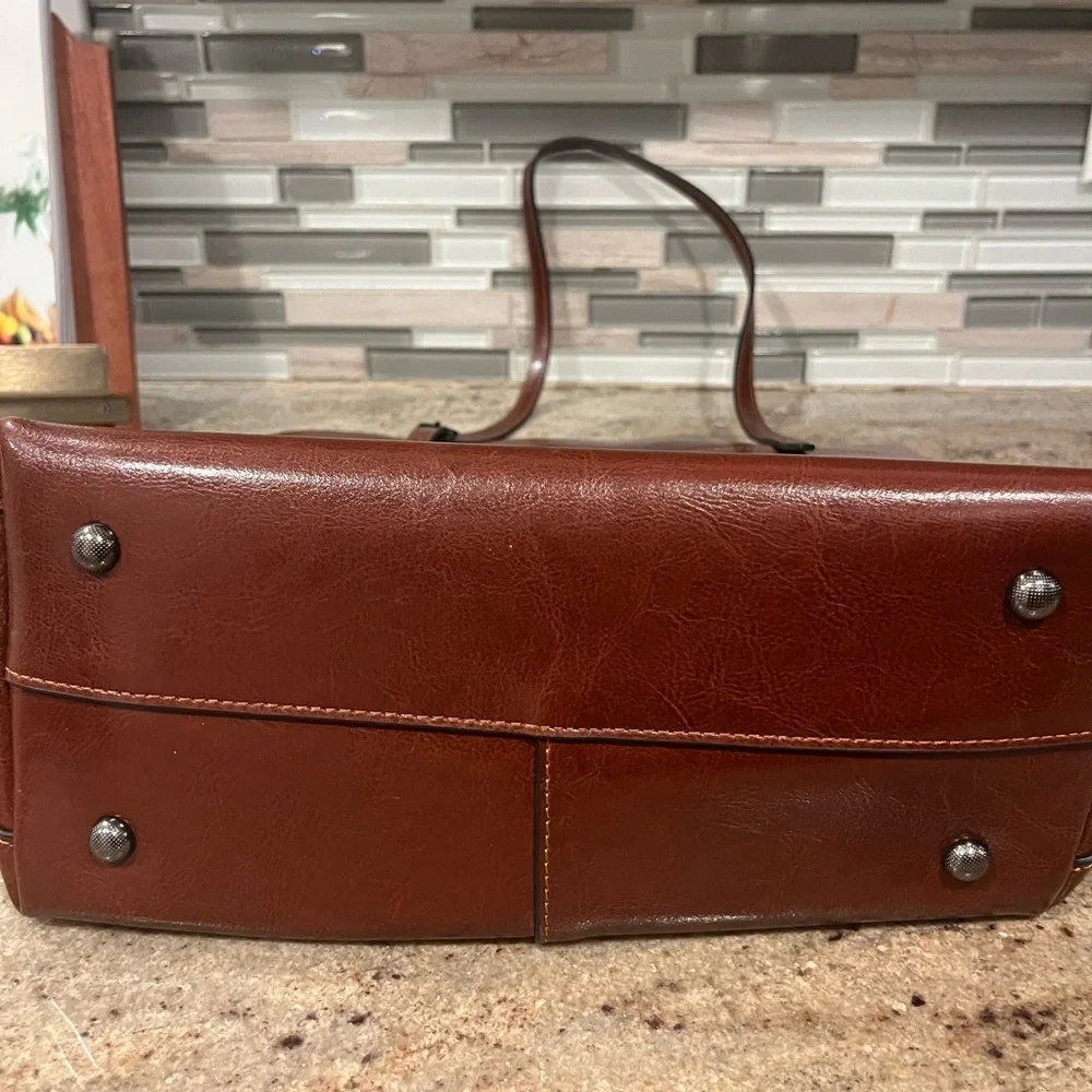 Genuine Leather Tote Bag in Brown - Women’s Everyday Shoulder Bag